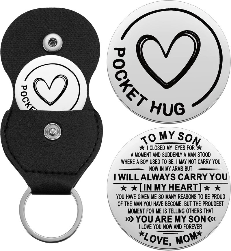 Aesnefe Pocket Hug Token Inspirational Reminder Gifts Mental Health Thinking of You Gift Self Love with PU Leather Keychain - Image 1